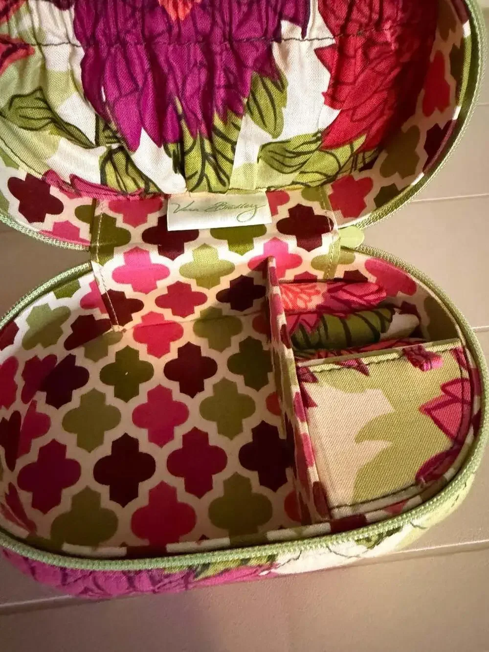 Vera Bradley Hello Dahlia Quilted Travel Jewelry Organizer Case